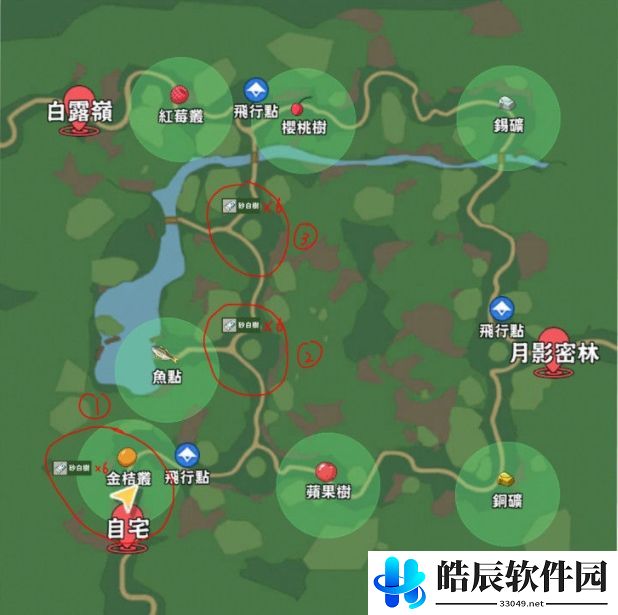 小森生活朝晖森林资源分布图 朝晖森林资源地图