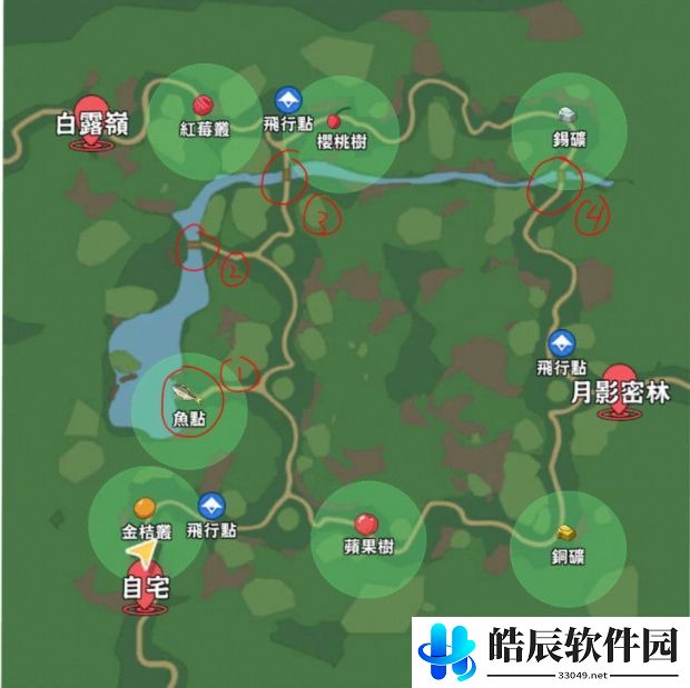 小森生活朝晖森林资源分布图 朝晖森林资源地图