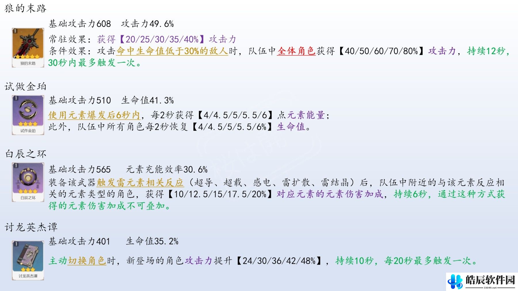 原神武器buff汇总 西风系列武器团队增益
